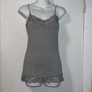 SHORTY Y2K Grey Lace Trimmed Camisole Tank Top- M NWT